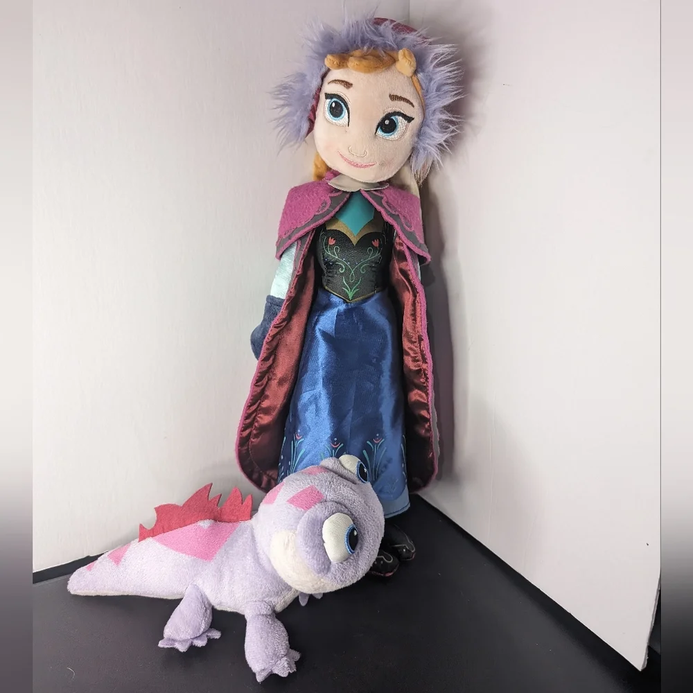 Disney lot 2 Frozen plush characters Anna‎ plush doll & Ice Spirit plush lizard